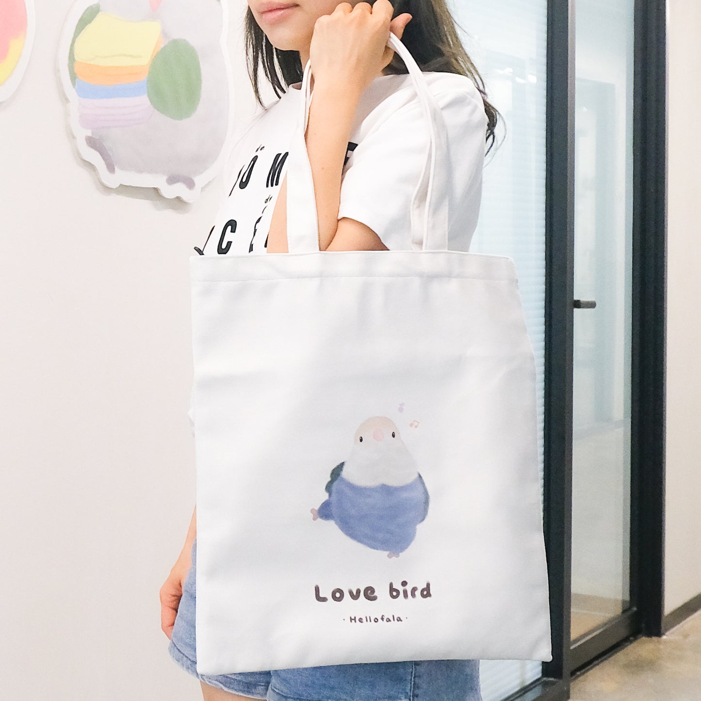 : :柔軟短絨布袋 : : 🌱愛情鳥寶寶在哼快樂的歌⸜(。˃ ᵕ ˂ )⸝♡ 🌱 可放A4 file!!! ❗大容量❗