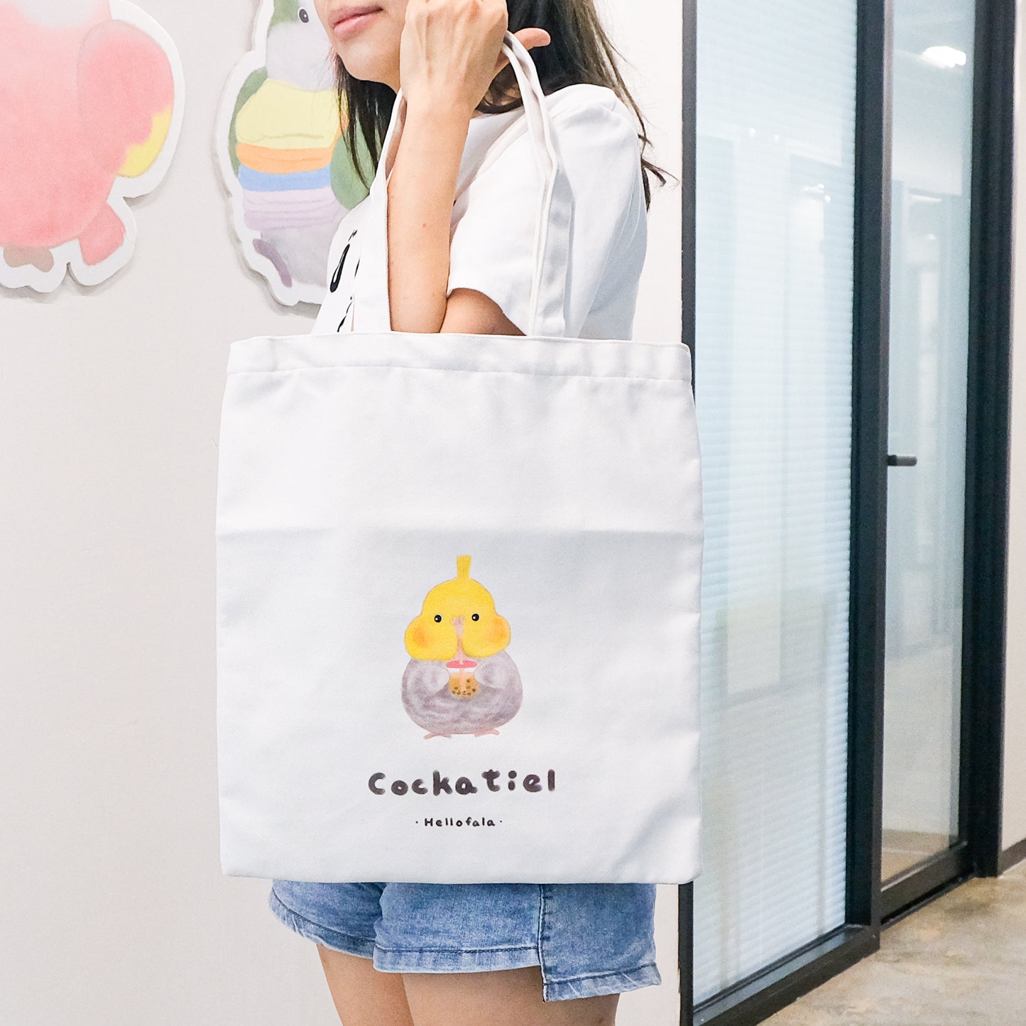 : :Tote bag: : 🌱Cockatiel 🌱 Can hold A4 file!!! ❗Comfortable cloth surface