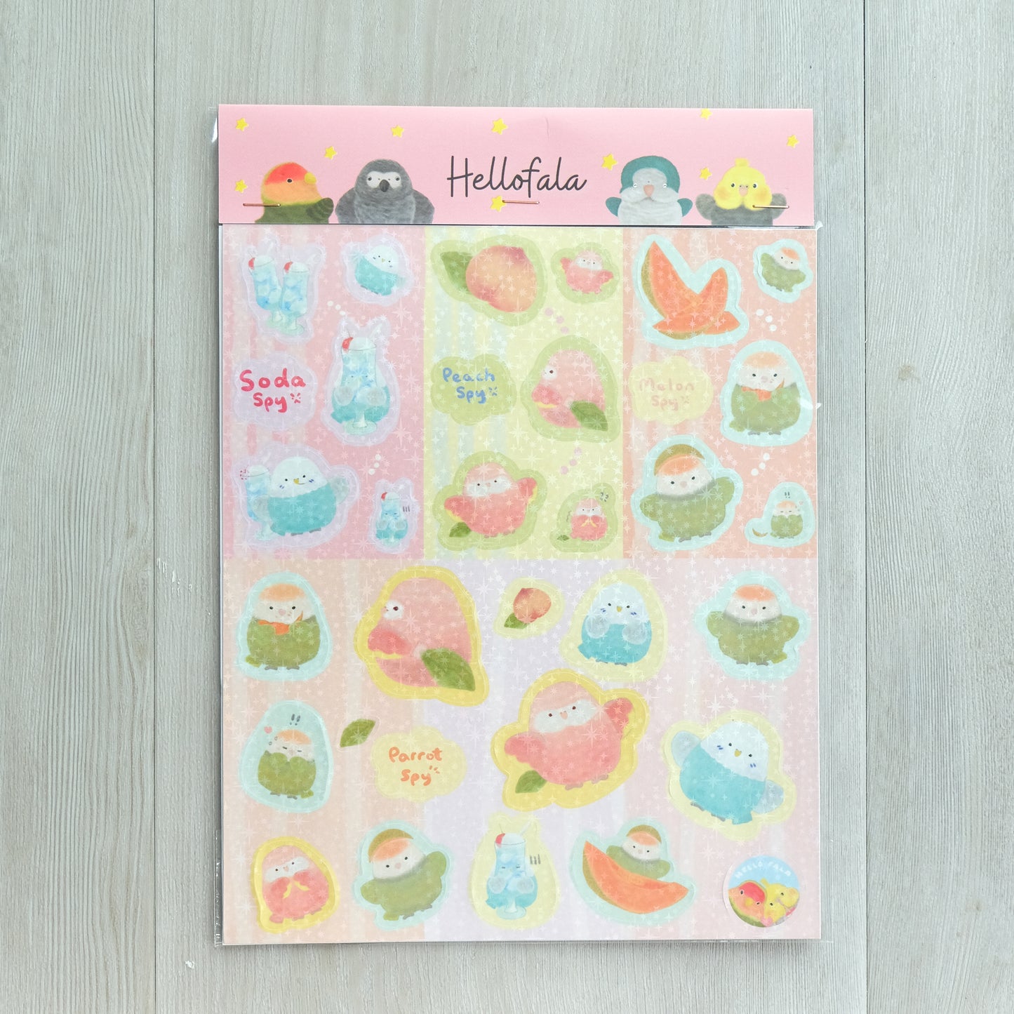 ✿ 送料無料✿ : : 防水ステッカー: : 🌱 Bird Treasure Fruit Dish Stickers。 • 𖡼秋草、トラの皮、コザクラインコがいます 𖡼•。