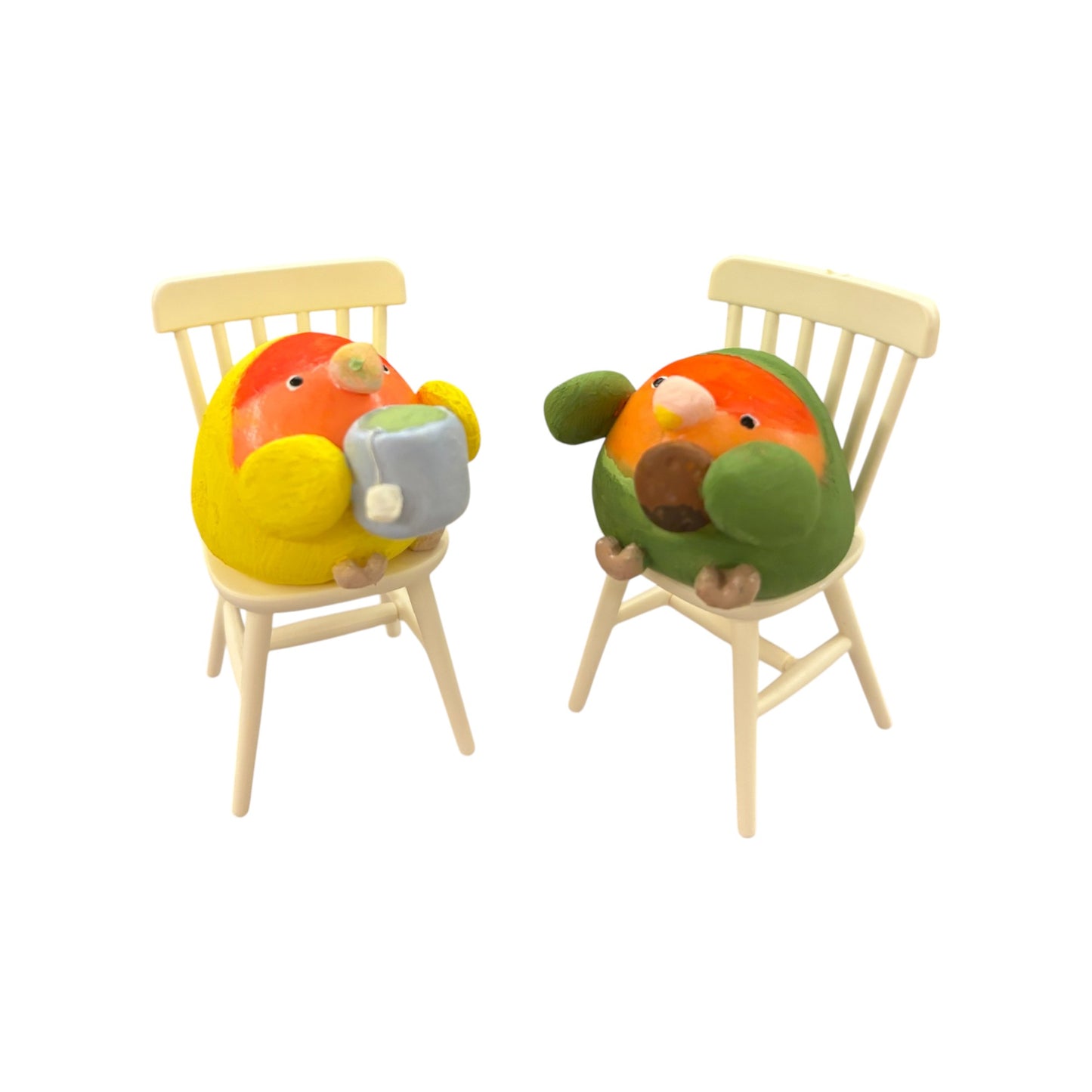 ::Customize Handmade Clay Lovebird Figurine::