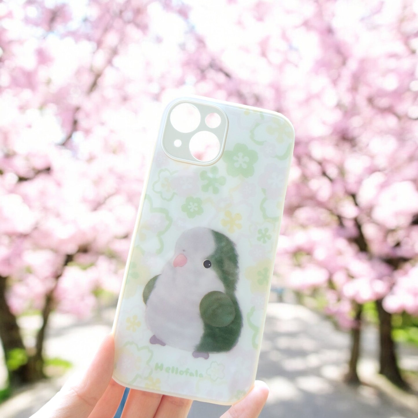 : : 花柄春鳥電話ケース: : 🌱 グリーンモンクとサクラ