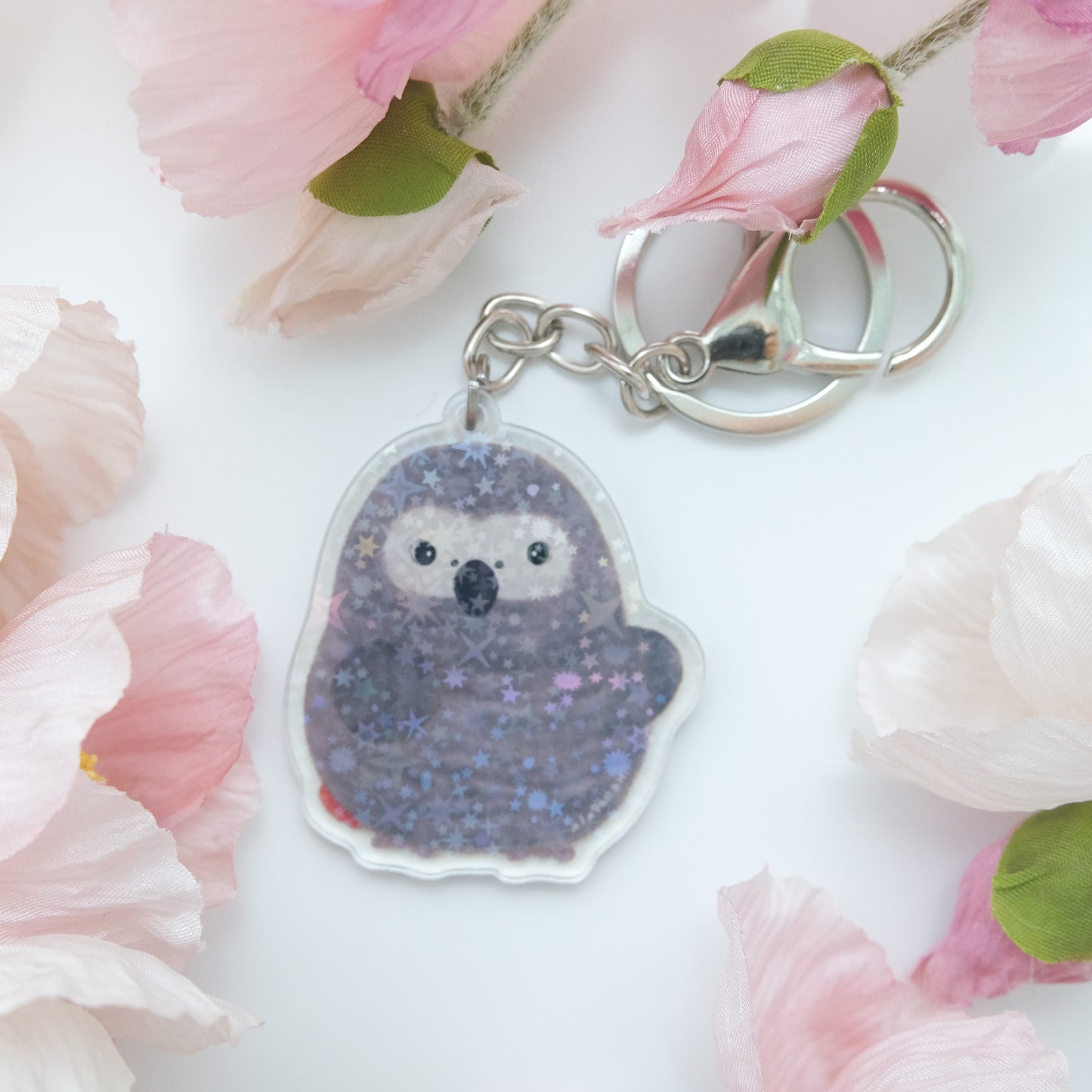 : : Sparkling Keychain: : 🌱African grey parrot
