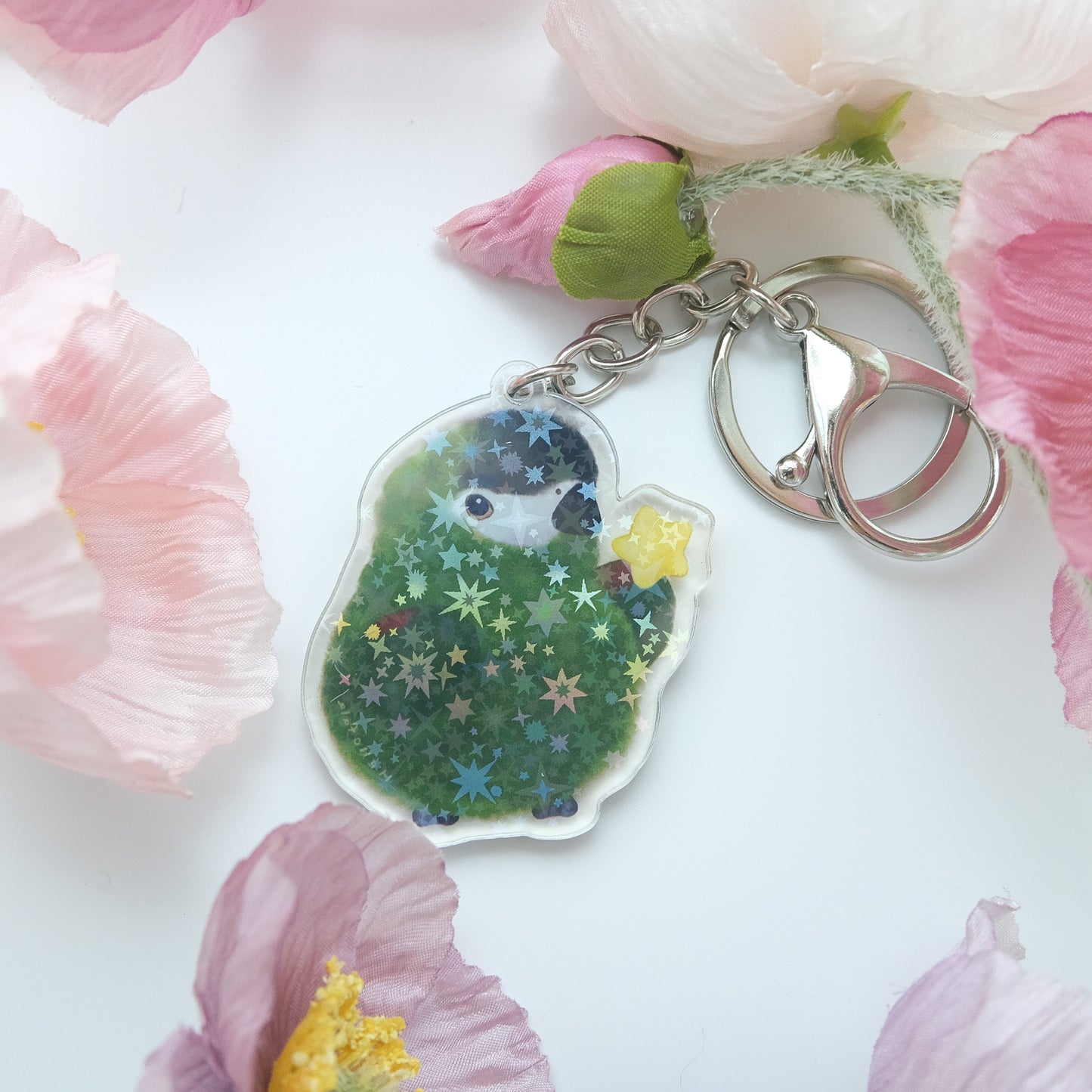 : : Sparkling Keychain: : 🌱Hahn's Macaw is holding wishing star
