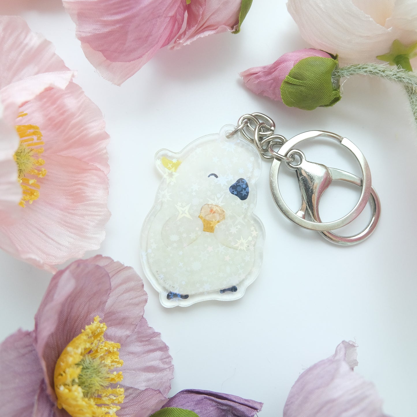 : : Sparkling Keychain: : 🌱Cockatoo and tasty Siew Mai