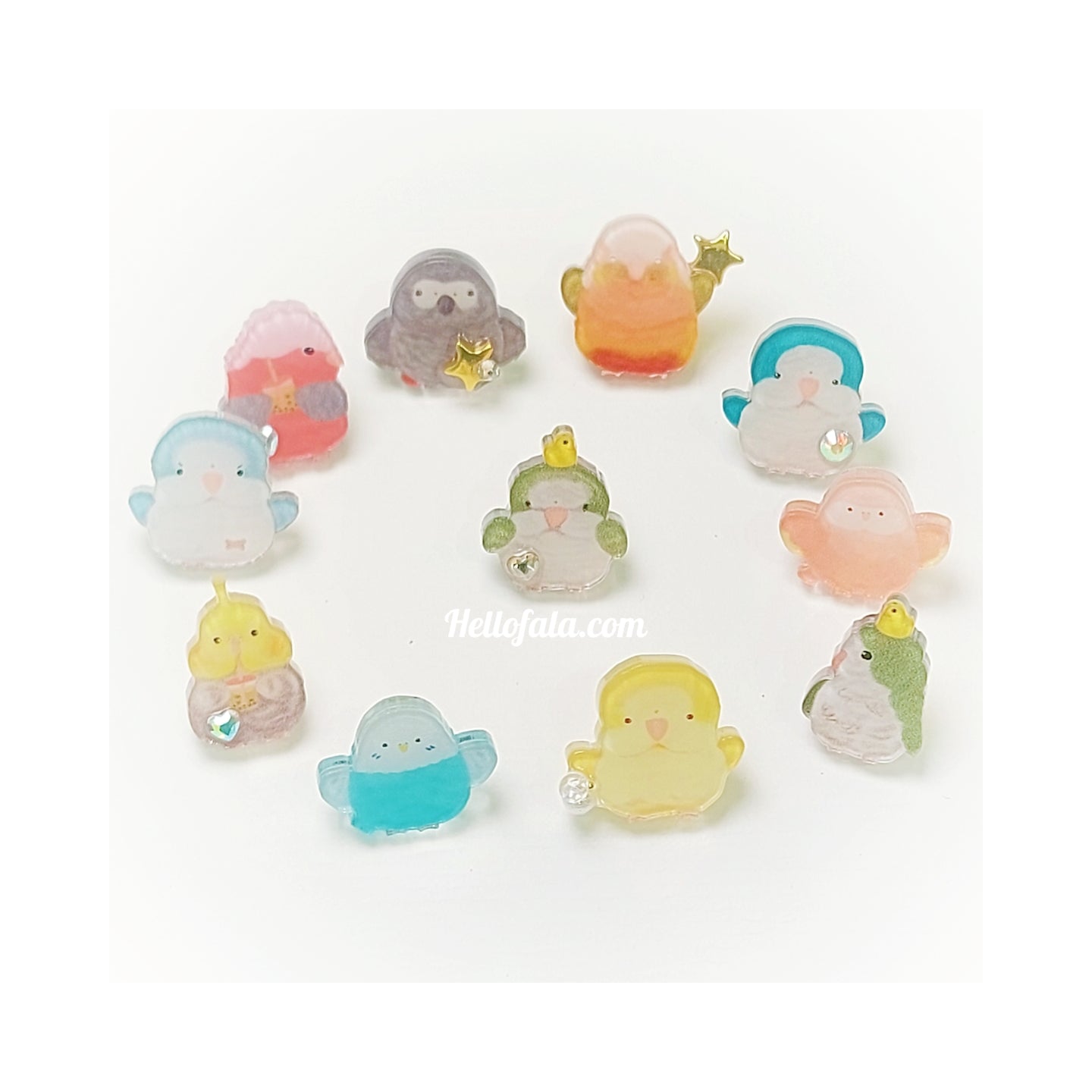 ::耳環飾物::❗可自由選擇左右不同鳥寶❗好朋友組合銀絲/藍和尚鸚鵡