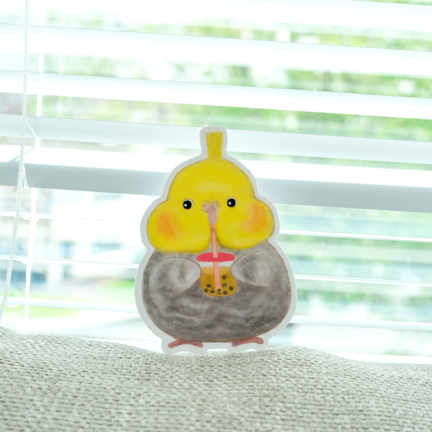 : : Big sticker: : 🌱Cockatiel loves to drink bubble milk tea