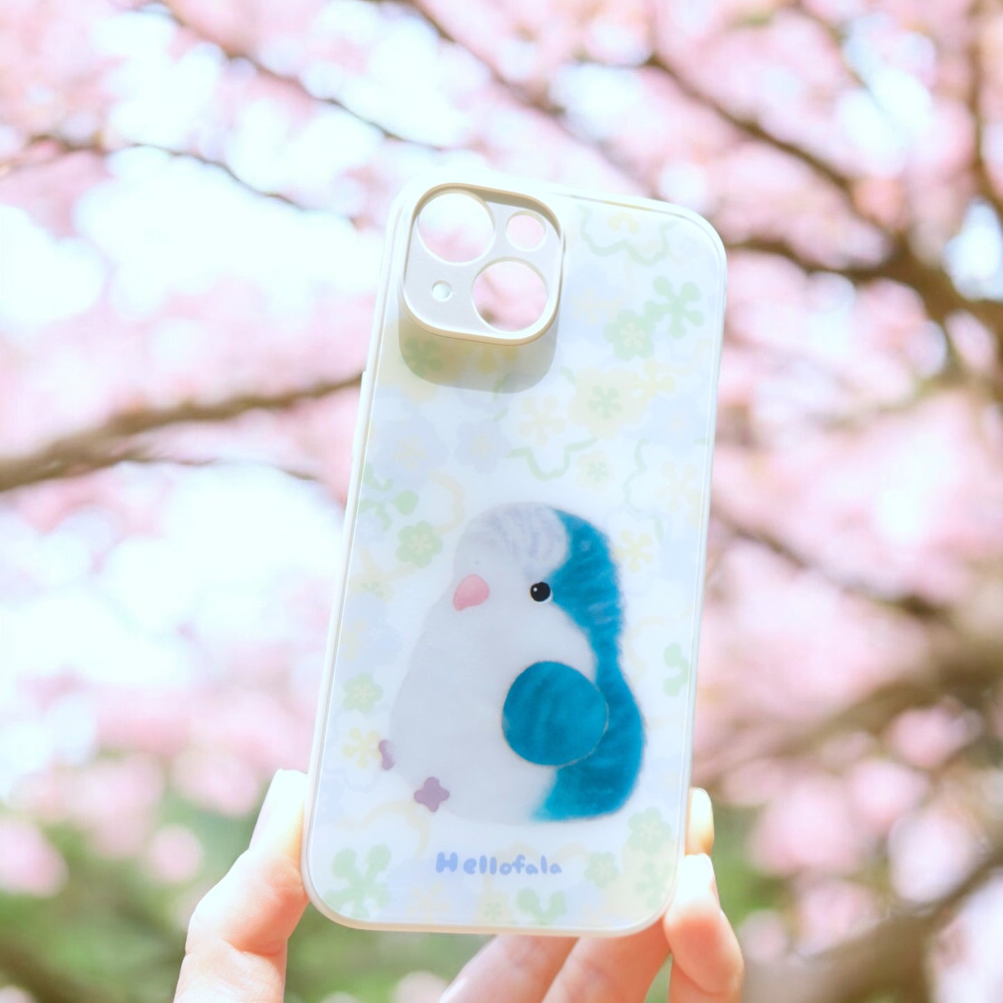 : : 花柄春鳥電話ケース: : 🌱 ブルーモンクとサクラ