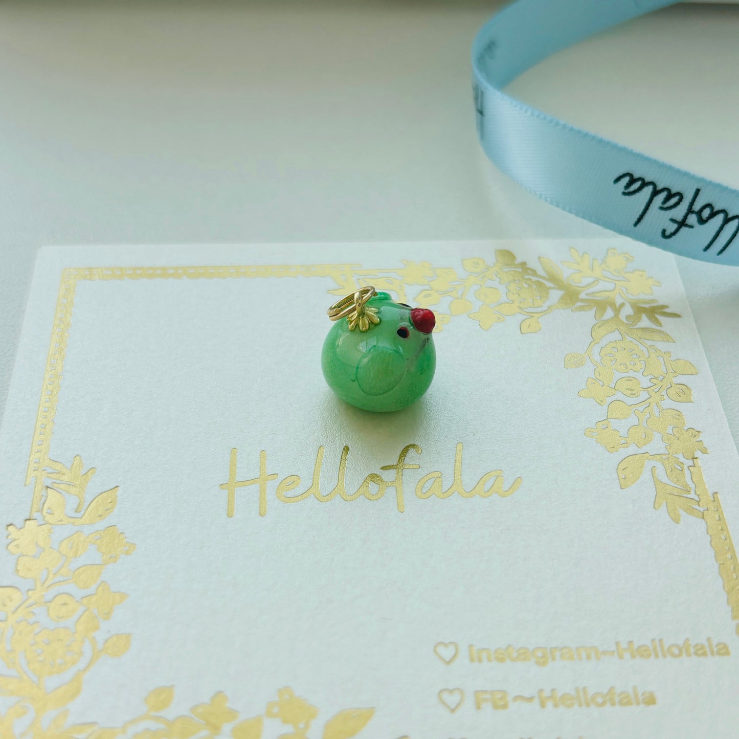 ::Handmade Clay Pendant Ringneck Parrot