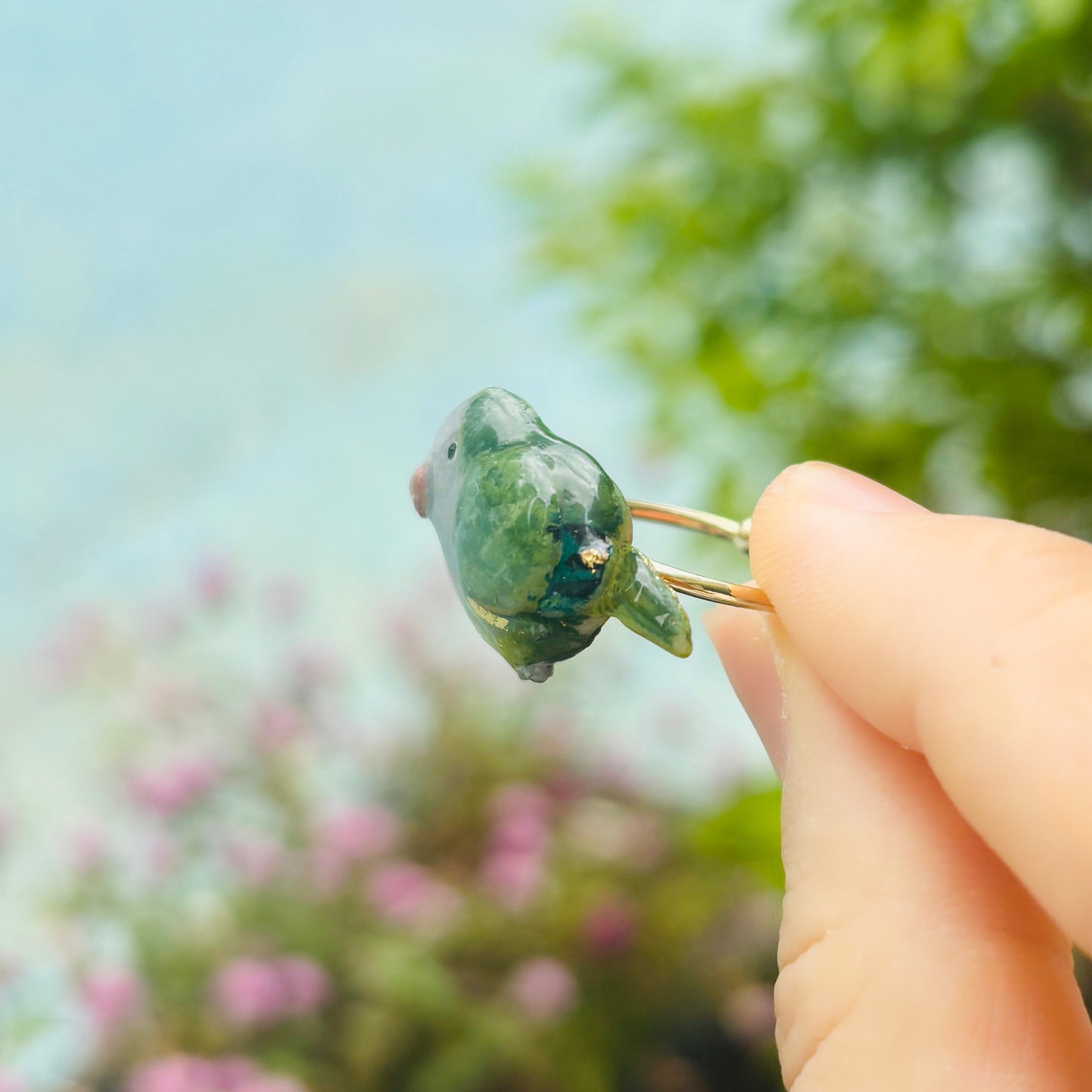 ::陶戒指/ 別針::🍀油畫版🍀綠和尚寶寶