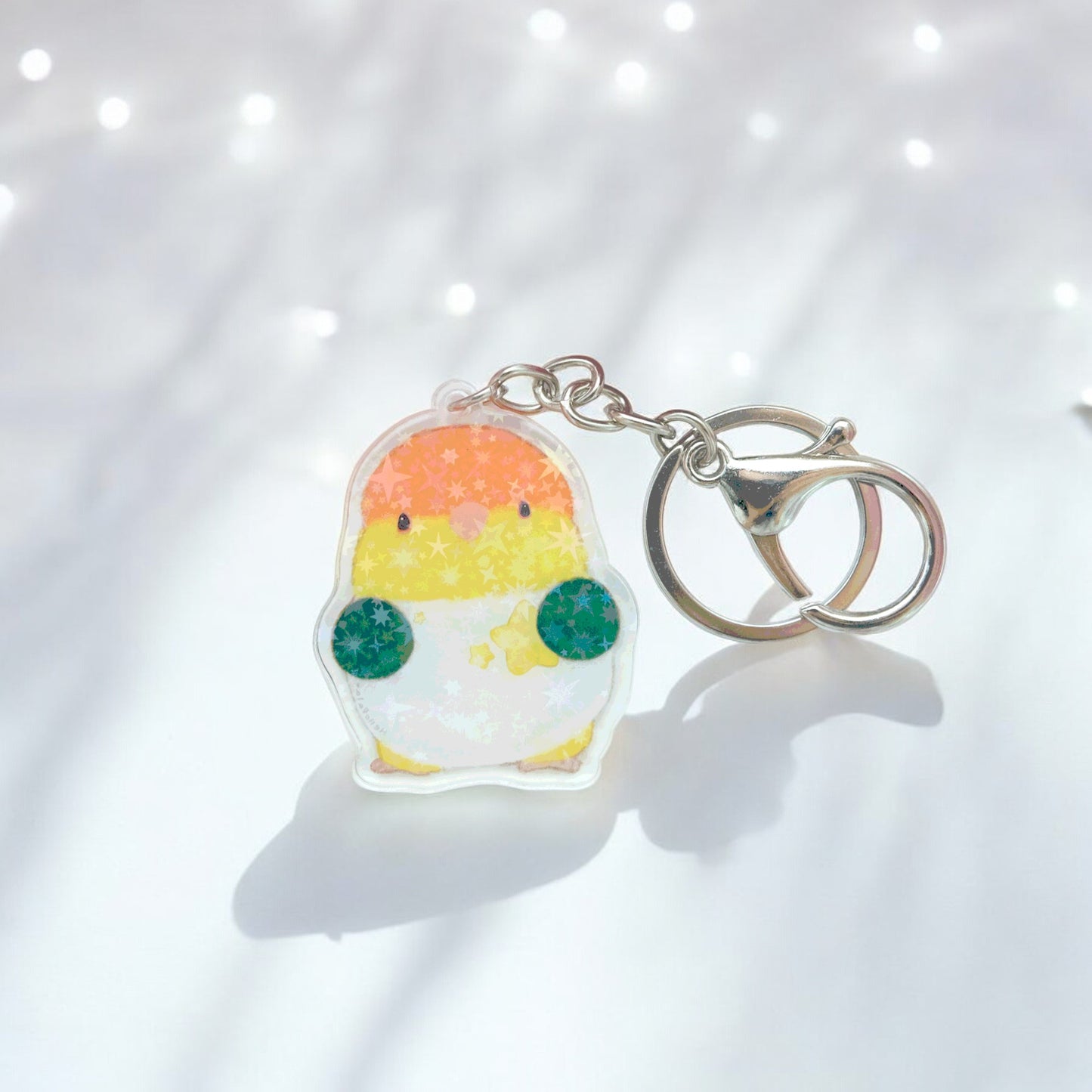 : : Sparkling Keychain: : 🌱Caique parrot and wishing stars