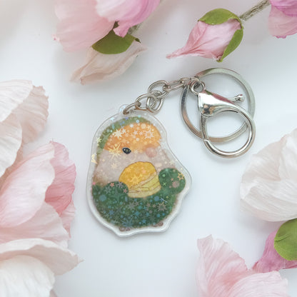 : : Sparkling Keychain: : 🌱Lovebird and tasty pineapple bun