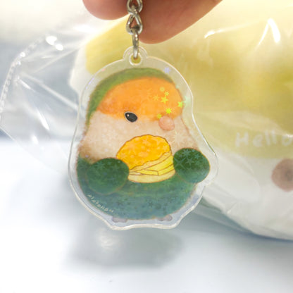 : : Sparkling Keychain: : 🌱Lovebird and tasty pineapple bun