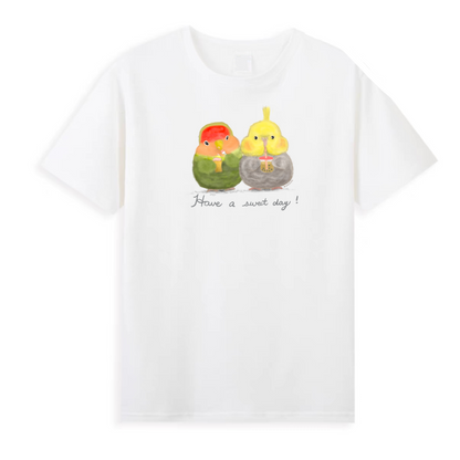 : : 100%純棉超透氣短T大Logo   : : 🌱 玄鳳/雞尾與愛情鳥寶寶Have a sweet day!
